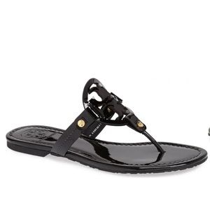 LIKE NEW Tory Burch Miller Sandal (Black Patent Leather)